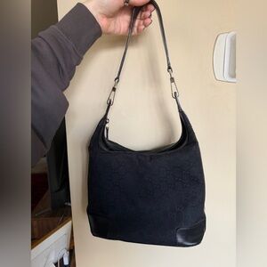 Gucci Black Shoulder Bag with Logo Pattern